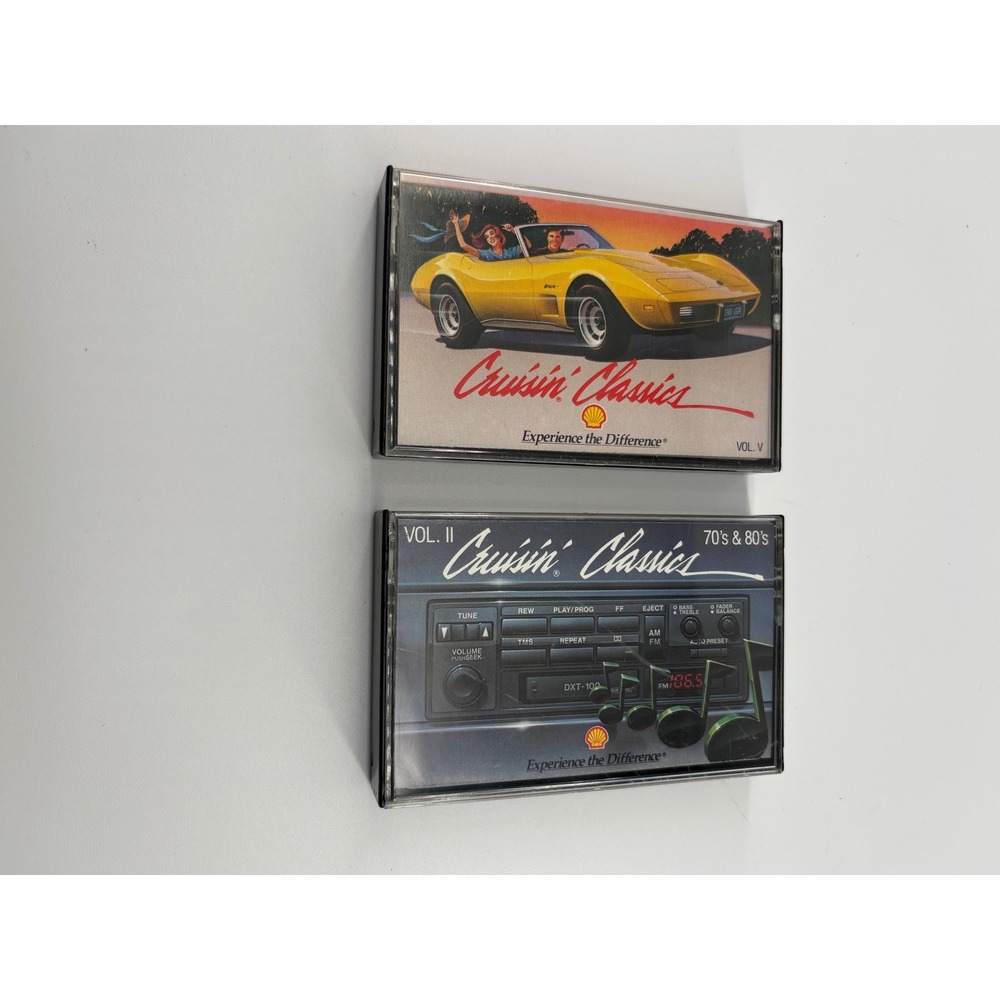 Vintage Shell Cruisin Classics Cassette Tapes Vol II & V 70s 80s Hits Lot of 2